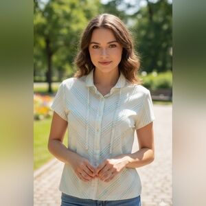 Vintage College Town 1970's Butterfly Preppy‎ Momcore Button Front Top Small